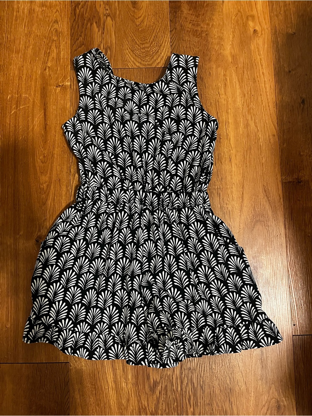 Black and White Patterned Sleeveless Romper